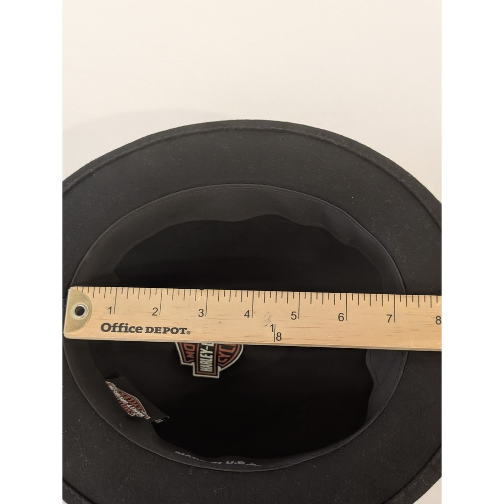 Harley Davidson Cowboy Hat Fedora Black Wool Felt Vintage USA Made Sz Small Band - Picture 14 of 16